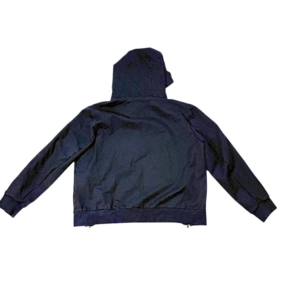 RIVER STONE Black Heavyweight Streetwear Hoodie Side Zip Vents Structured Fit XL
